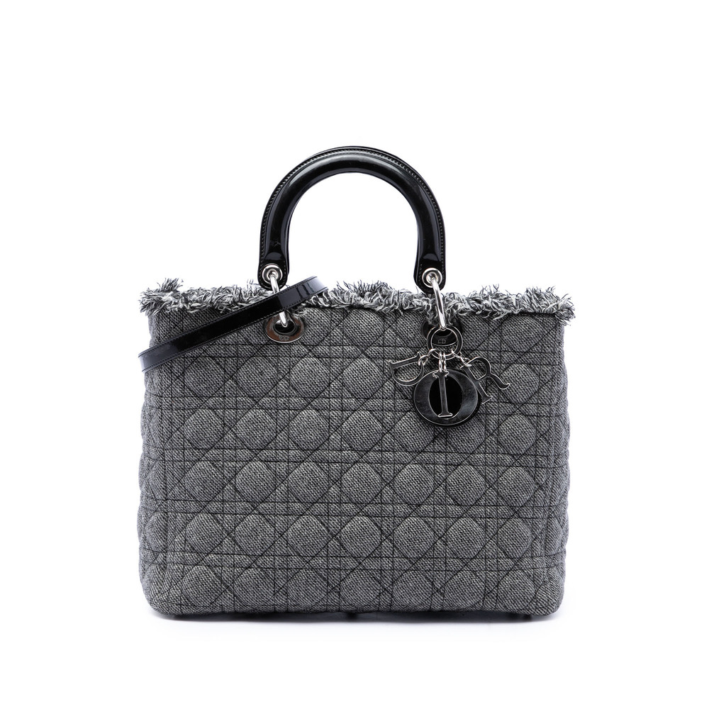 Pre-Loved Dior Large Tweed Cannage Lady Dior